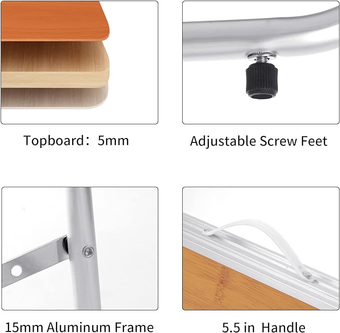 Small Camping Table 3FT Folding Picnic Table Foldable Low Camp Table Portable Short Aluminum Outdoor Short Floor Beach BBQ Yellow 35.2×15.7 inch