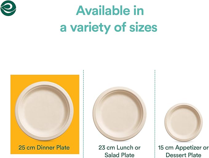 ECO SOUL 100% Compostable 10 Inch [100-Pack] Disposable Heavy Duty Eco-Friendly Dinner, Party, Wedding, Event Plates | Biodegradable Paper Plates