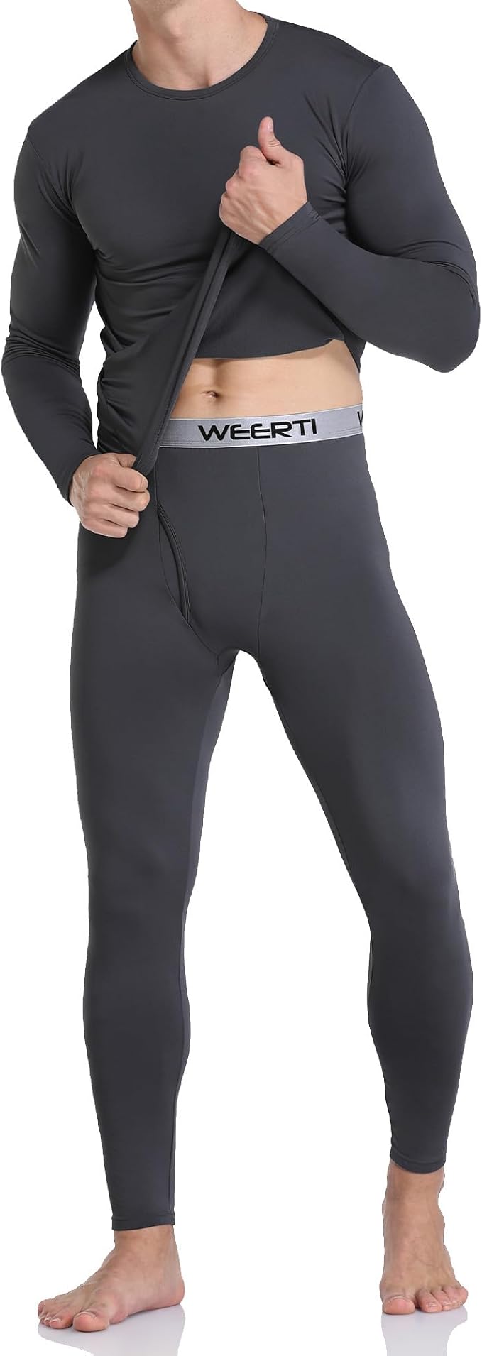 WEERTI Thermal Underwear for Men Long Johns with Fleece Lined, Base Layer Men Cold Weather Top Bottom