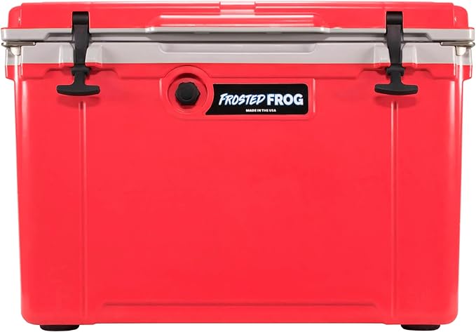 Made in USA Frosted Frog Hyper-Light 54 Quart Hard Cooler Insulated Portable Ice Chest Box for Beach, Beverages, Camping, Fishing, Boat, Barbecue, 30% Lighter Than Rotomolded Coolers