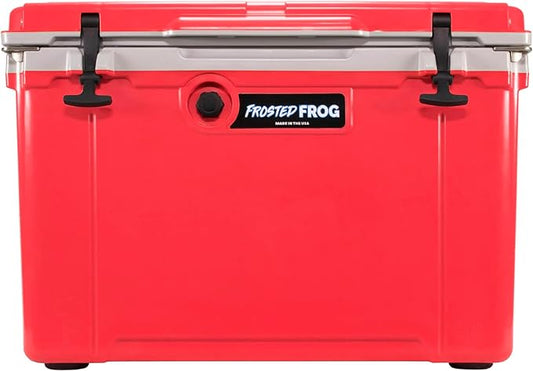 Made in USA Frosted Frog Hyper-Light 54 Quart Hard Cooler Insulated Portable Ice Chest Box for Beach, Beverages, Camping, Fishing, Boat, Barbecue, 30% Lighter Than Rotomolded Coolers