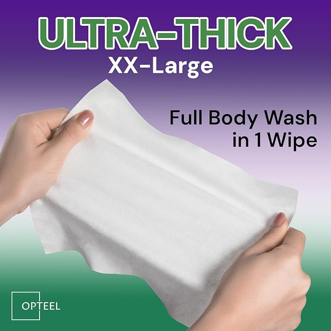 Thick & Large Body Wipes for Adults Bathing No Rinse – Shower Wipe, Ideal for Men, Women & Elderly – Soft & Gentle, Travel Wipes Perfect Alternative to Shower – 8 Packs (80ct)
