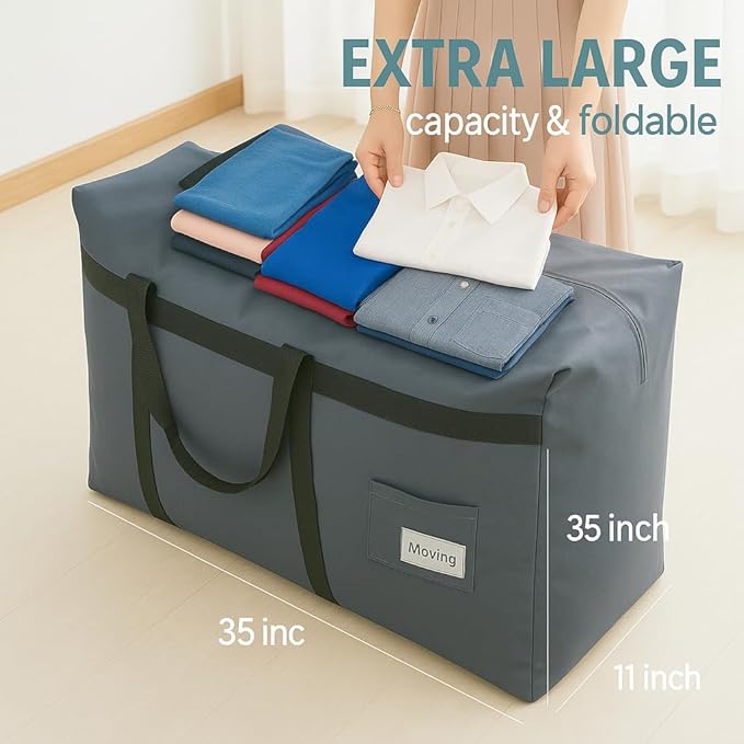 Duffle Bag for Travel, 24Gallons Bag Foldable Travel Duffel Bag Tote Carry on Luggage Duffle Overnight for Women and Men, Large Collapsible Waterproof Suitcase with Zippers and Handles, Grey