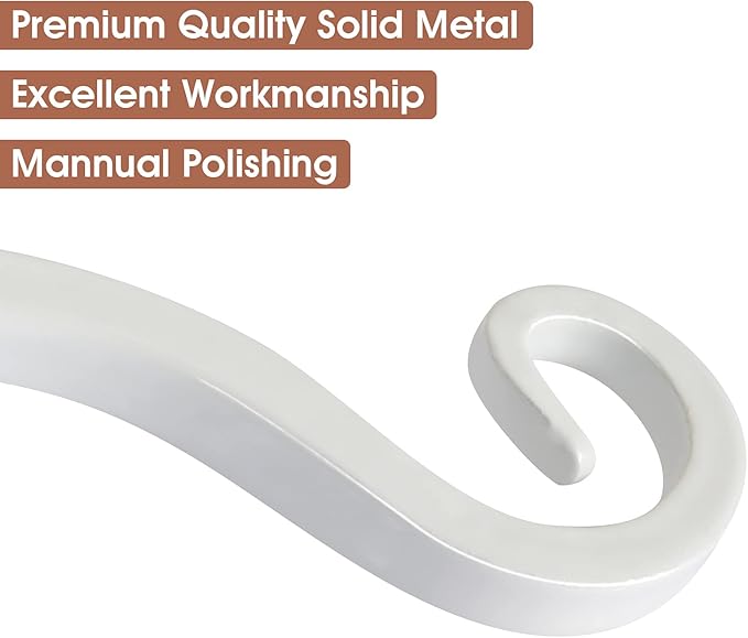 Jardim 2 Pack 10 Inch Premium Decorative Metal Iron Wall Hangers for Home Decor, Indoor Outdoor Plant Bracket Rustic Hanging Gardening Hooks for Planters, Bird Feeders, Lanterns, Wind Chimes (White)