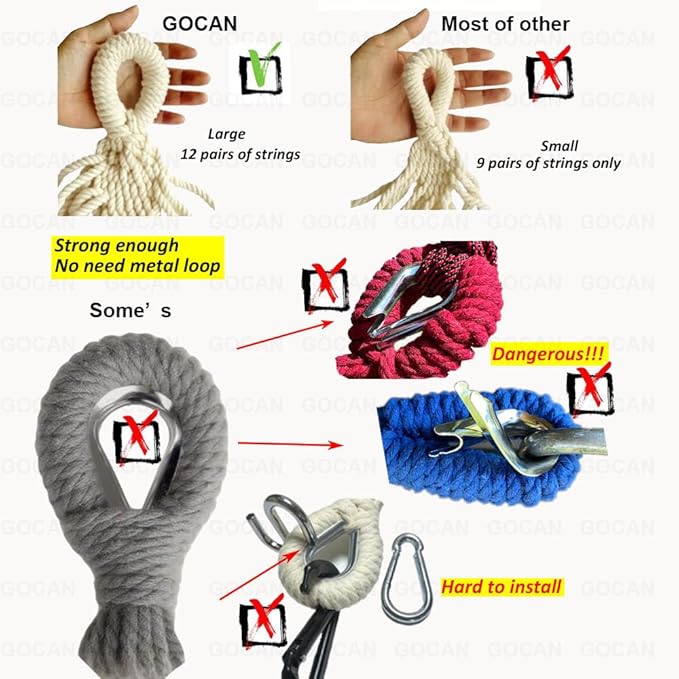 Brazilian Double Hammock 2 Person Extra Large 220x160cm Total Length 330cm Load 500lb Canvas Cotton Hammock for Patio Porch Garden Backyard Lounging Outdoor and Indoor(Dark Blue)