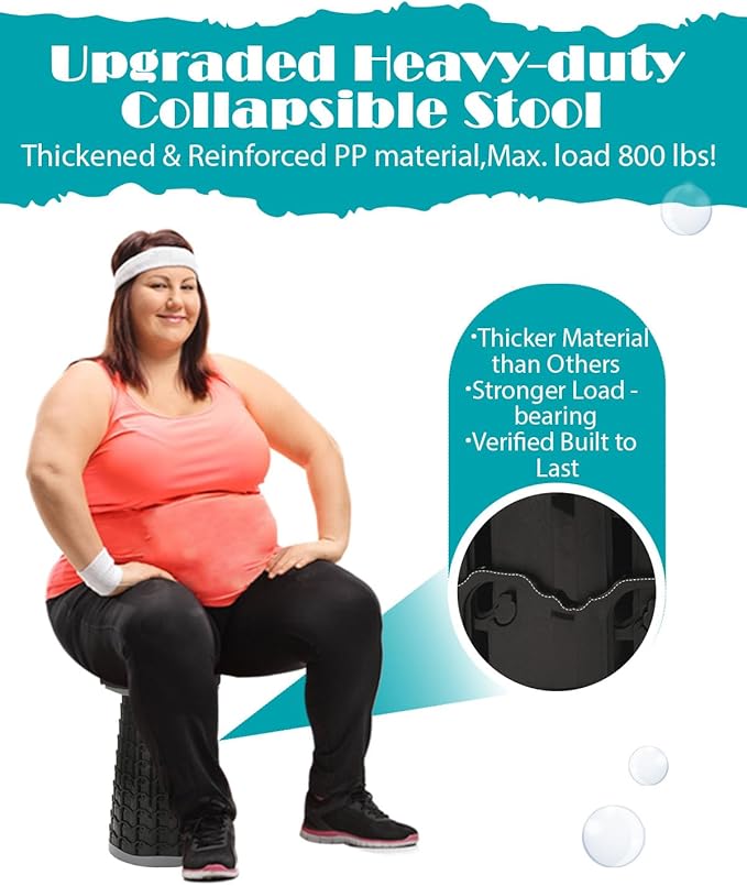 18-inch Heavy Duty Collapsible Stool - 800 lbs Capacity, 2.6 lbs Lightweight Portable Folding Stool for Camping, Travel, Music Festivals and Other Outdoor Events