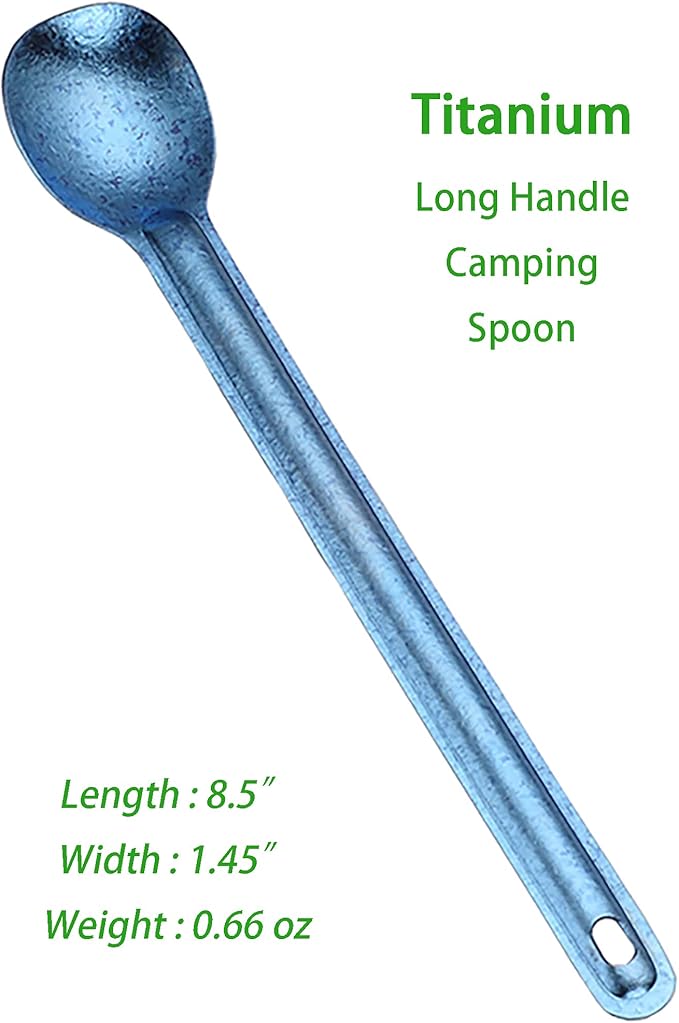 Titanium Long Handel Spork and Spoon, Camping Spork and Spoon, Soup Spoon, Eco-Friendly Coffee Spoon, Portable Travel Camping Utensils