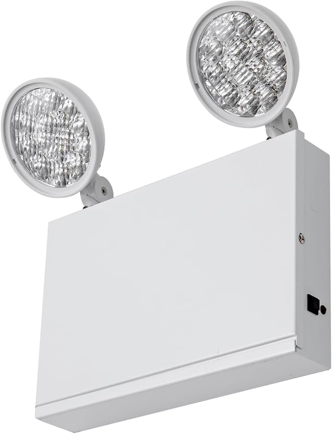 TANLUX New York City Approved Emergency Light, Emergency Lights with Battery Backup, White Steel Housing, AC 120/277V, Two Heads