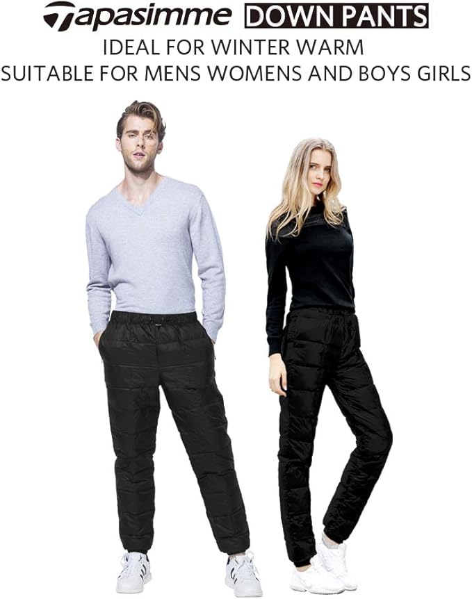 Men's Winter Warm Loose Utility Down Pants Sassy High Waisted Nylon Compression Snow Trousers