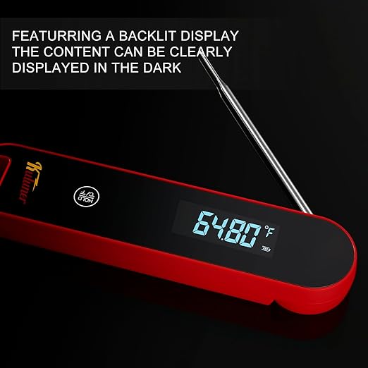 The Latest Thermocouple Instant Reading Meat Thermometer Digital,Faster Less Than 0.6 Second Response,IP67 Waterproof Thermometer Suitable for Grilling, Cooking,BBQ Gifts for Men (Red)