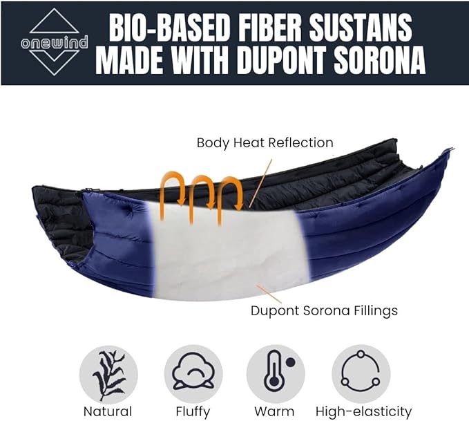 onewind Double Hammock Underquilt Warm Insulation Ultralight 3-4 Season Camping Quilt, Portable for Hiking, Backpacking