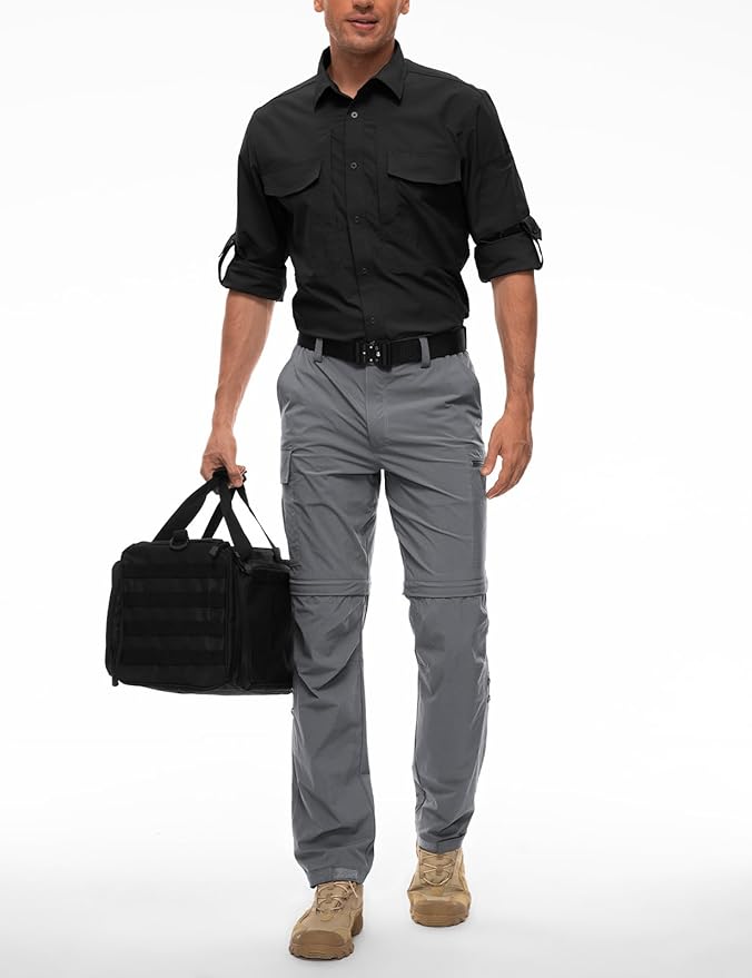 Wespornow Men's-Convertible-Hiking-Pants Quick Dry Lightweight Zip Off Breathable Cargo Pants for Outdoor, Fishing, Safari