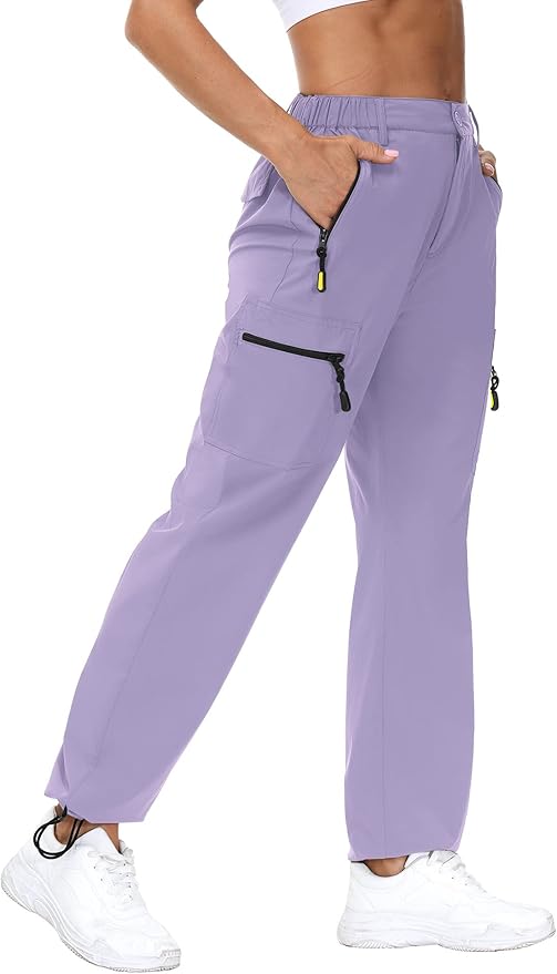 VVK Women's Hiking Cargo Pants Lightweight Quick Dry Outdoor Athletic Pants Camping Climbing Golf Zipper Pockets