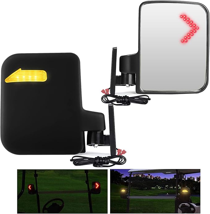 Universal Golf Cart Side Mirrors Rear View Mirror with Turn Signal Light for Club Car,EZGO and Yamaha Golf Carts