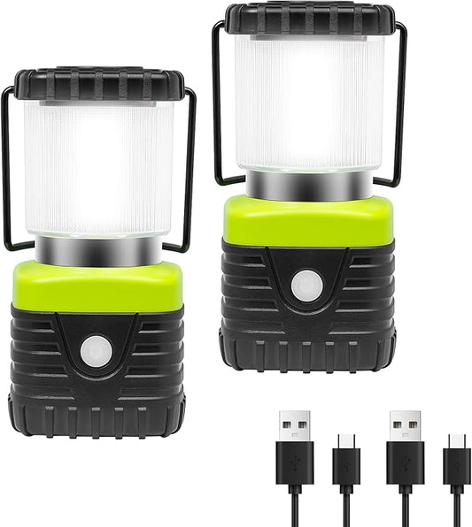 2Packs LED Camping Lantern Rechargeable 1000LM, 4500mAh Power Bank, IP44 Waterproof Lantern Flashlight for Hurricane Emergency, Hiking
