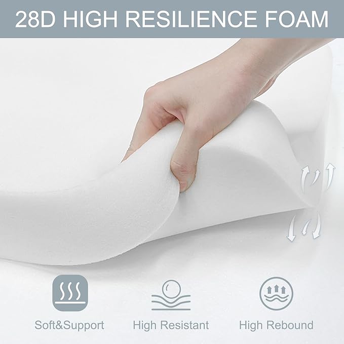 LVTXIII Patio Chair Cushions 19"x19"x3", Water-Repellent Outdoor Seat Cushions for Patio Furniture, Square Chair Pads with Ties for Home Garden Decoration, Set of 2, Navy Blue