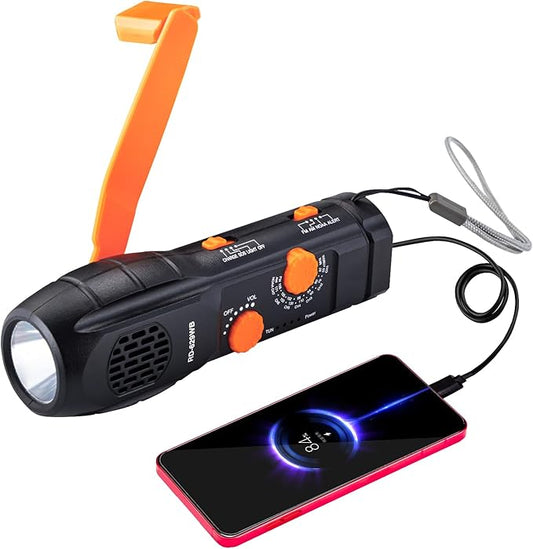 Emergency Radio Hand Crank with Flashlights, Portable AM/FM NOAA Weather Radio Alert and Survival Flashlight SOS Alarm