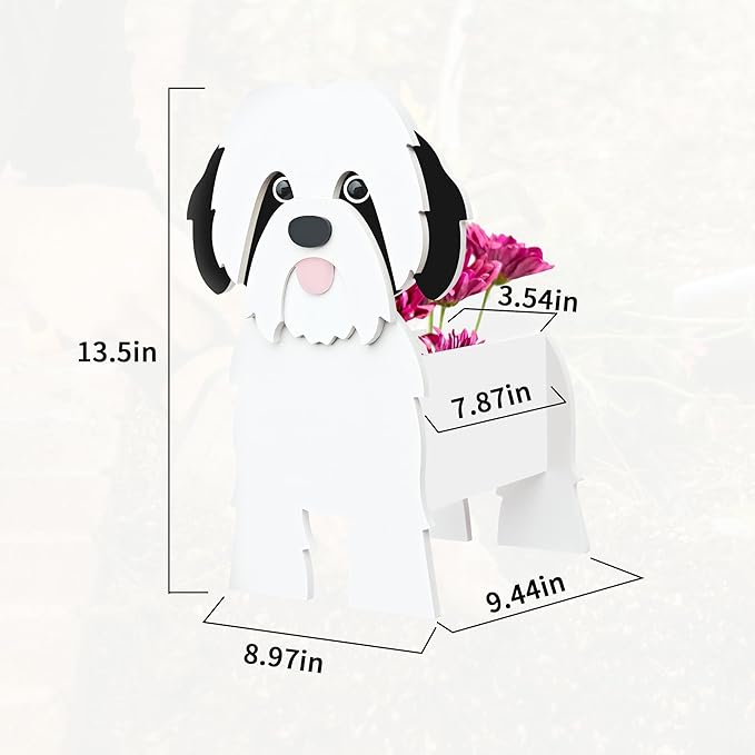 Shih Tzu Dog Planter, Pet Shape Garden Pots Plant Pots for Indoor/Outdoor Gardens Decoration, Cute, Surprise Gifts/Souvenirs for Pet Lovers (Black)