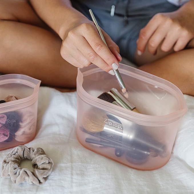 Zip Top Reusable Food Storage Bags | Small Dish [Teal] | Silicone Meal Prep Container | Microwave, Dishwasher and Freezer Safe | Made in the USA