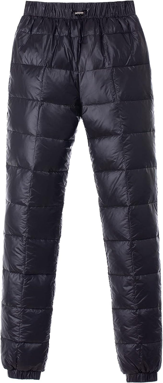 Men's Winter Warm Loose Utility Down Pants Sassy High Waisted Nylon Compression Snow Trousers