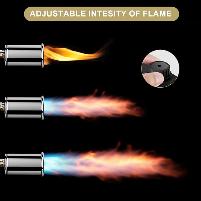 Sondiko Powerful Cooking Propane Torch Gun, Culinary Torch Campfire Starter, Adjustable Torch Burner for Searing Steak, BBQ, Welding (Propane Tank Not Included)