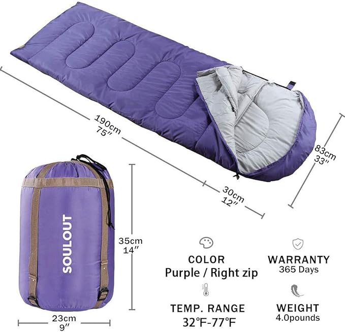 Sleeping Bag,3-4 Seasons Warm Cold Weather Lightweight, Portable, Waterproof Compression Sack Adults & Kids - Indoor & Outdoor Activities: Traveling, Camping, Backpacking, Hiking