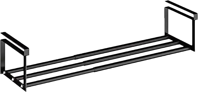 Expandable Shoe Rack Organizer - Adjustable Shoe Rack & Under Cabinet Shelf - for Shoe or Clothing Storage and Organization, Under Shelf Storage (Black,1 Pcs)