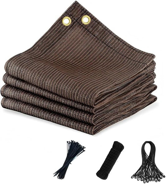 90% Sun Shade Cloth for Patio, 8x10 Ft Breathable Sunshade Fabric for Garden, UV Resisant & Privacy Protection Shade Screen for Pergola, Backyard, Deck, Pool, Balcony, Mocha
