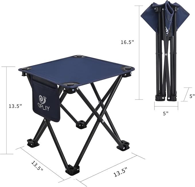 Opliy Camping Stool 2 Pack,13.5 Inch Portable Folding Stool for Outdoor Gardening and Beach Hiking Fishing,Foot Stool with Carry Bag (Blue)