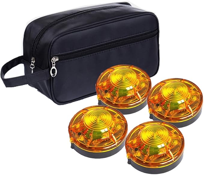 Tumecos Emergency Flare Alert Warning Signal Caution Light LED Beacon Pro with Magnetic Base for Vehicle (Yellow 4)