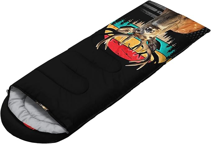 HOSIMA Dear Hunting Pattern Cold Weather Sleeping Bags for Adults,Black Light Weight Sleeping Bags for Kids Adults,WaterProof Sleeping Bags for Outdoors Hiking.