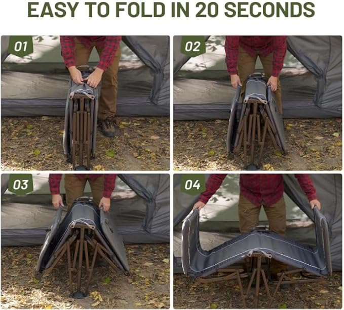 TIMBER RIDGE Portable XL Folding Camping Cot for Adults - Ultra Fast Setup, Heavy Duty 300 LBS Support, Gray