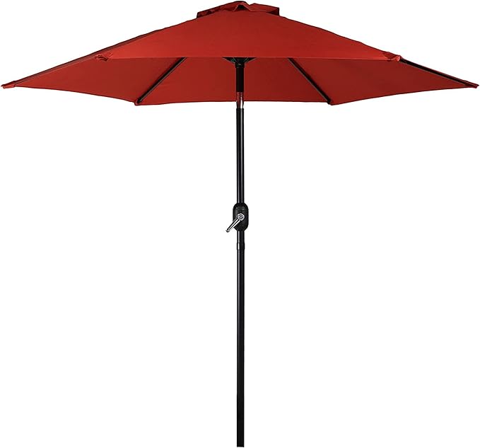 Sunnydaze Outdoor Patio Umbrella - Polyester Table Market Umbrella with Push-Button Tilt and Crank - 6 Sturdy Ribs - Burnt Orange - 7.5ft