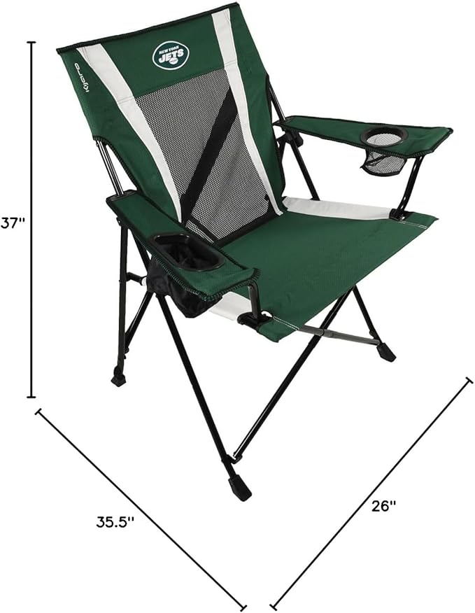 Kijaro Dual Lock Pro Sports Fan Folding Chair, 26" L x 35.5" W x 37" H, New York Jets