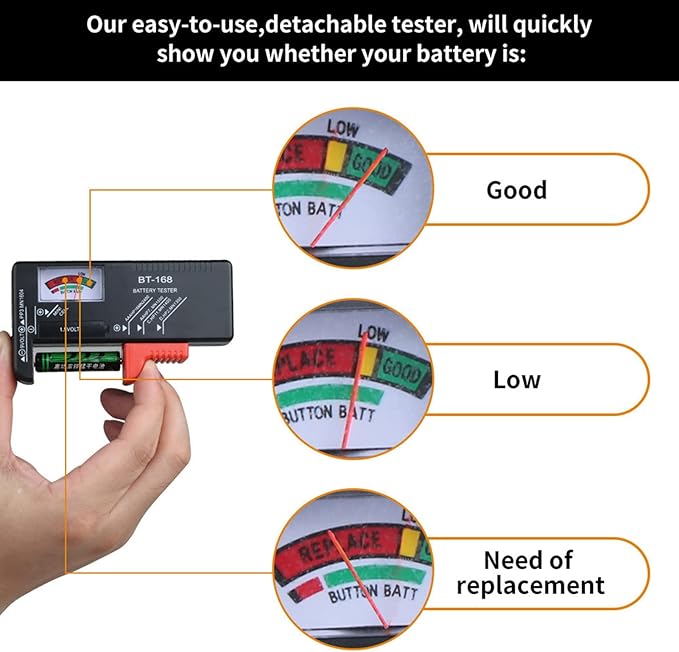Battery Organizer Storage Box with Tester,Clear Lid Battery Organizer Storage Case Holder Holds 93 Batteries Battery Storage Box Battery Carrying Case（Batteries are Not Included）