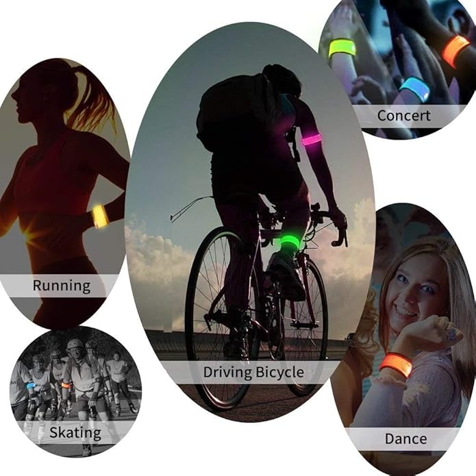 LOBKIN Safety Bracelets, LED Slap Armband Kids Walking at Night Safe LED Light Wrist Light Reflective Belt, Magic Band Running Lights for Runners