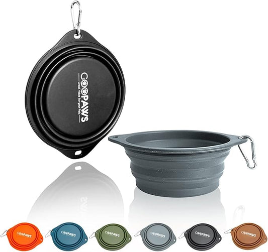 Silicone Non-Skid Collapsible Travel Dog Bowl, 2 Pack Lightweight & Leak-Proof Pet Bowl, Food Grade Portable Pet Bowls, for Dogs and Cats