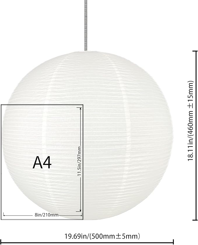 White Round paper lamp shade 50cm(19Inch) Chinses Lantern Pendant Lamp Shade,Large Foldable Lampshade