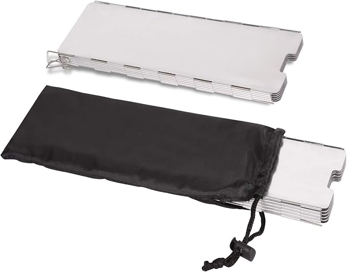 REDCAMP Folding Outdoor Stove Windscreen, Lightweight Butane Burner Windshield,10 Plates Aluminum Camping Stove Windshield with Carrying bag