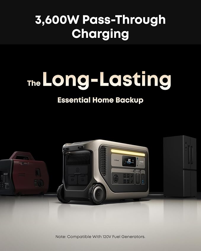 Anker SOLIX F3000 Portable Power Station and BP3000 Expansion Battery, 6kWh, 6,000W Recharging, Solar Generators for Home Use, For Power Outages, Camping, RVs, and Emergencies