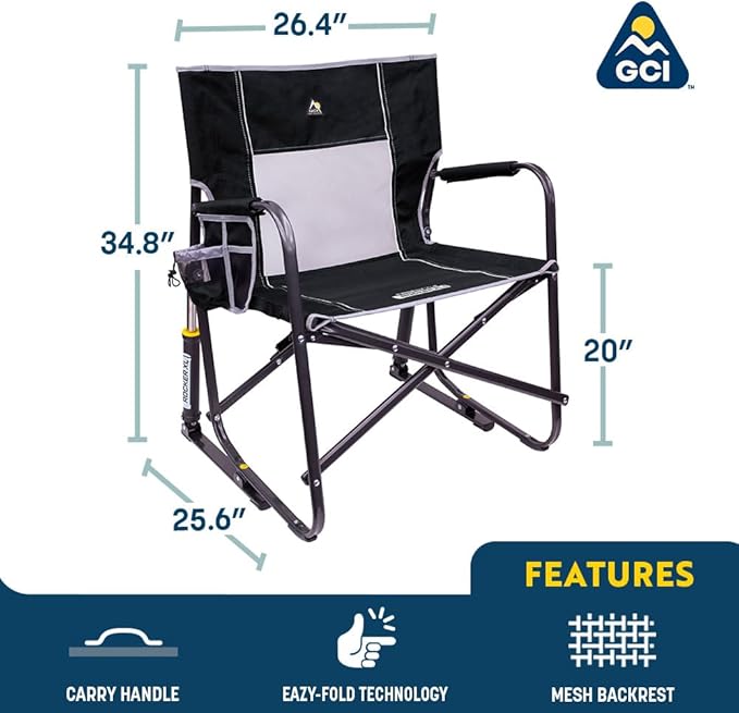 GCI OUTDOOR Freestyle Rocker XL Portable Folding Rocking Chair and Outdoor Camping Chair