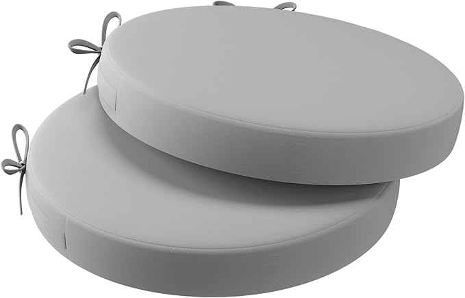 AAAAAcessories Outdoor Seat Cushions for Chairs, Waterproof, Fade-Resistant Patio Furniture Replacement Cushions, 15" x 15" x 2", Set of 2, Gray