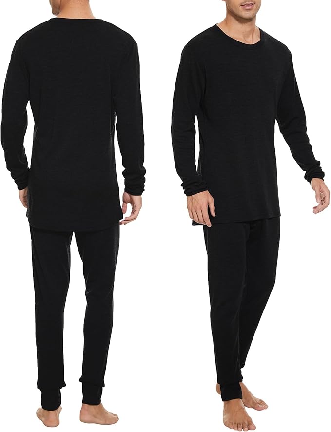 MERINNOVATION Merino Wool Base Layer Set for Men 100% Merino Wool Thermal Underwear Long Sleeve