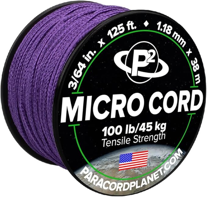 Paracord Planet Micro Paracord – Thin Braided Cord for Crafting, Fishing, and DIY Projects in 125 ft Spools – Royal Purple