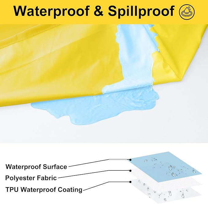 Smiry Picnic Table Cover with Bench Covers, Waterproof Elastic Fitted Polyester Tablecloths for 8 Ft Rectangle Tables, Washable Windproof Tablecloth for Camping, RV & Outdoor (Yellow, 30x96 Inches)