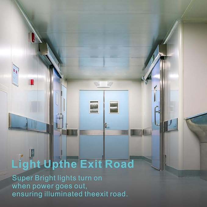 AKT LIGHTING Commercial Emergency Light, UL Certified, White Emergency Light Fixture with 2 LED Square Heads Adjustable & Backup Batteries Exit Lighting Pack of 6