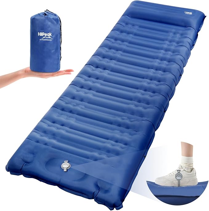 HiiPeak Sleeping Pad - Ultralight Inflatable Sleeping Mat with Built-in Foot Pump, Durable Compact Waterproof Camping Air Mattress for Camping, Backpacking, Hiking, Tent Trap Traveling