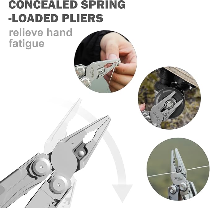 Multitool Stainless Steel Multi-Tool Pliers 22-in-1 with Safety Locking, Pocket Knife, Bottle Opener, EDC Equipment With Pocket Clip for Survival, Camping, Hunting and Hiking.