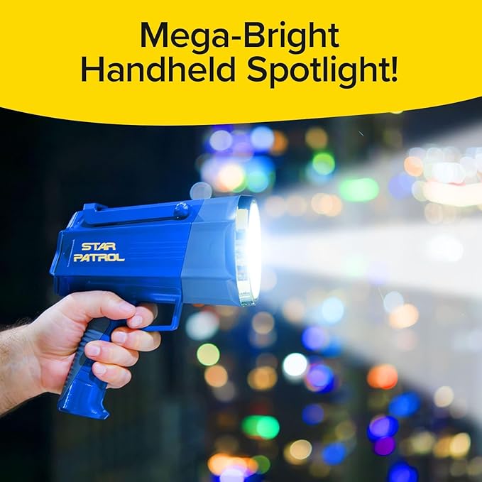 Mega-Bright Rechargeable Spotlight, AS-SEEN-ON-TV, Tactical & Emergency Flashlight, 10 Modes, Turbo Boost Up to 100%, Built-in Kickstand & Phone Charger, for Camping, Emergencies, Walking