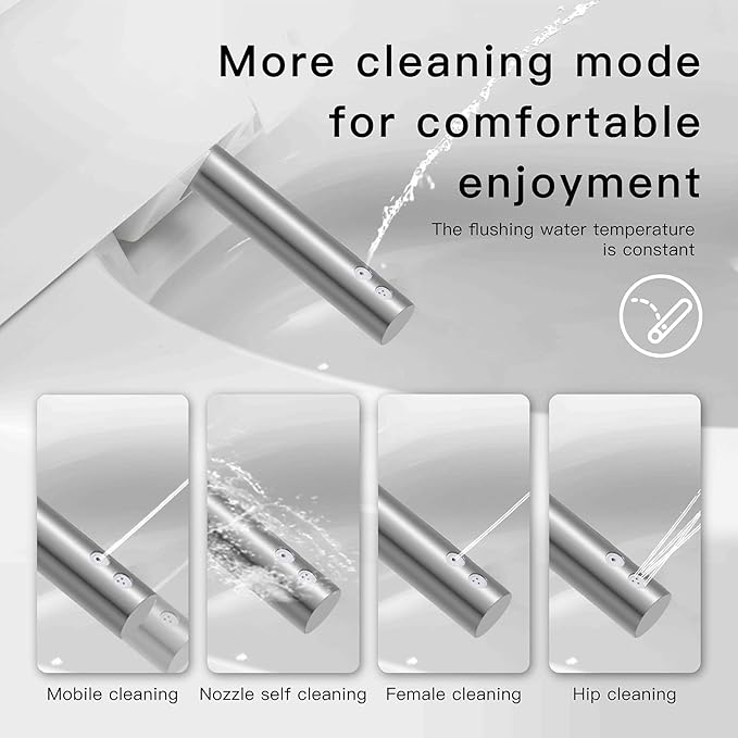 Smart Toilet, One Piece Bidet Toilet for Bathrooms, Toilets with Warm Water Sprayer & Dryer, Foot Sensor Operation, Heated Bidet Seat, Tankless Toilets with Fahrenheit LED Display